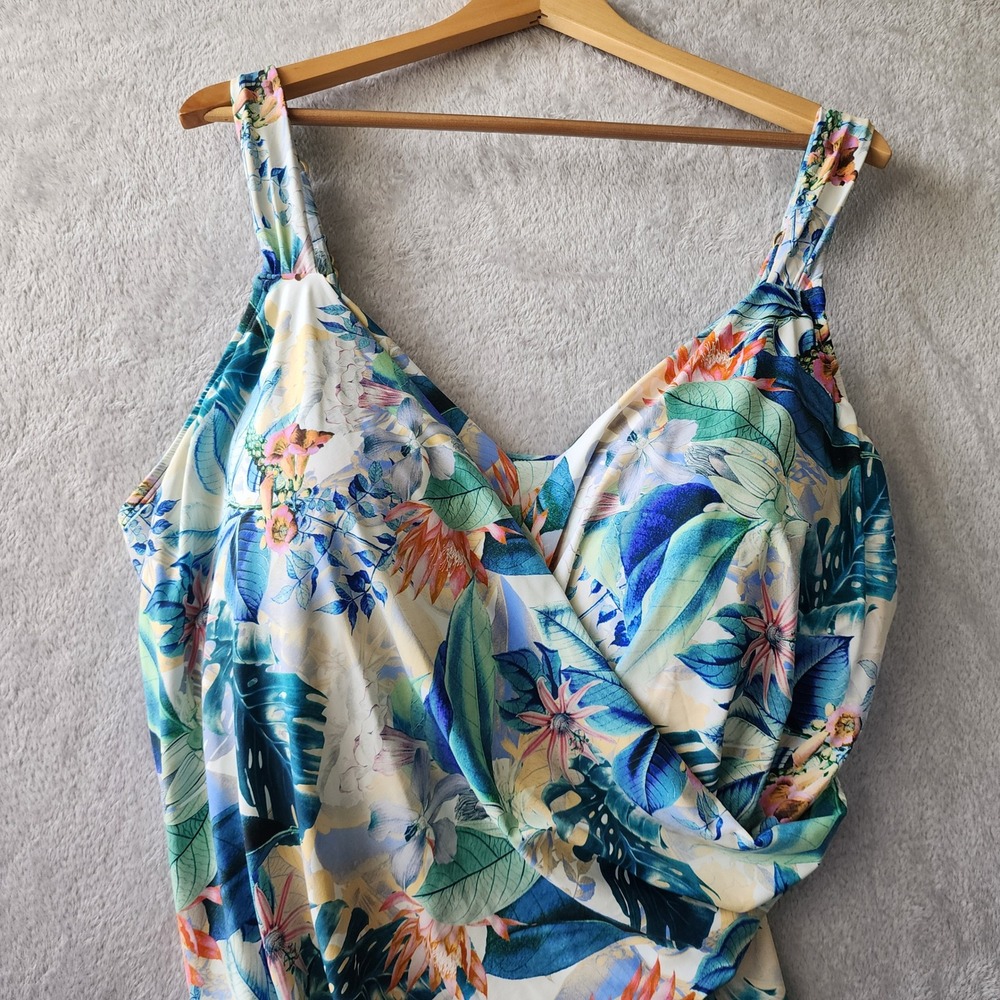 Jantzen Swimsuit Womens Size 26W Tummy Control One Piece Tropical Floral NWT - Picture 2 of 8